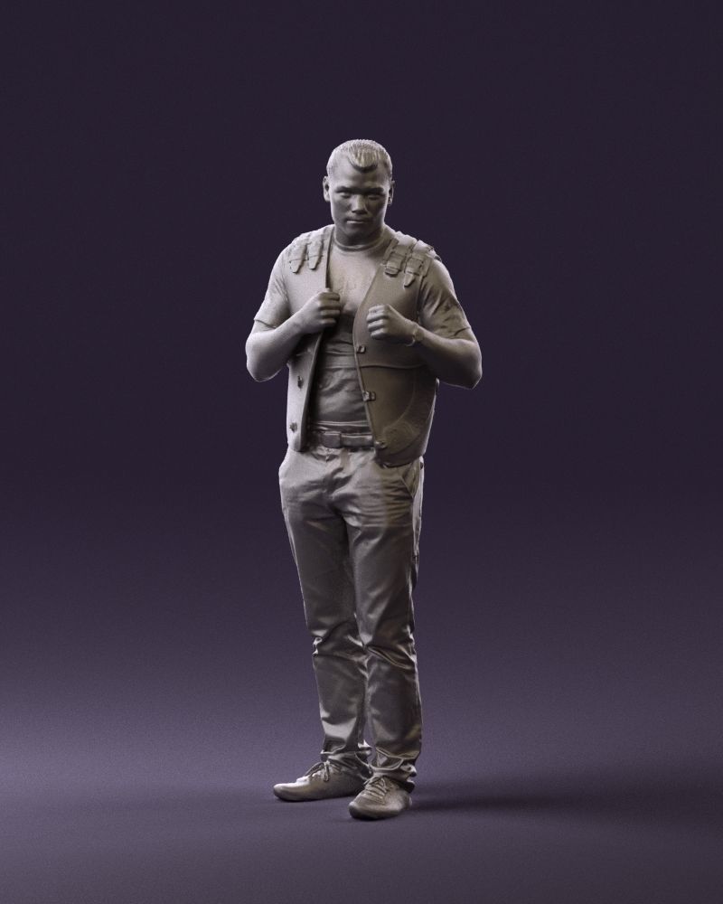 Man in black vest jeans boxer pose 0815 3D Print Ready 3D print model_22