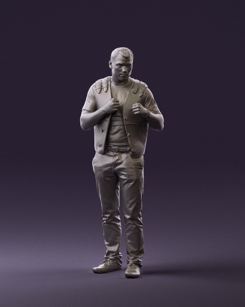 Man in black vest jeans boxer pose 0815 3D Print Ready 3D print model_2