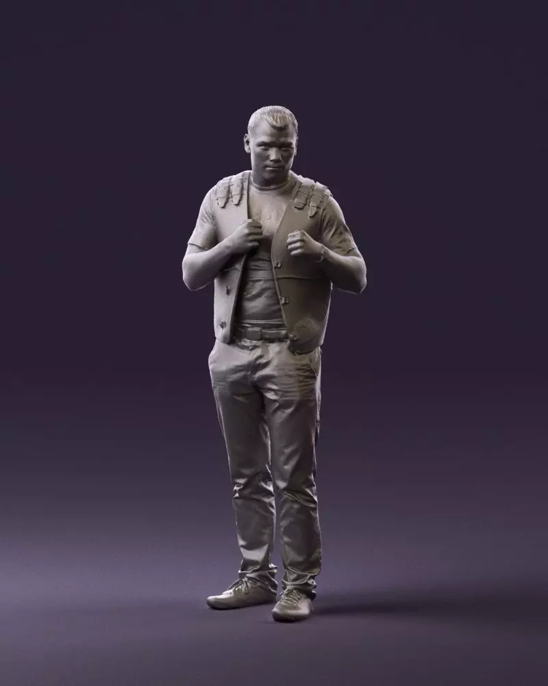 Man in black vest jeans boxer pose 0815 3D Print Ready 3D print model_0