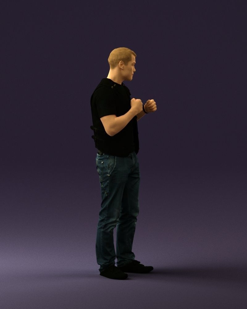 Man in black vest jeans boxer pose 0815 3D Print Ready 3D print model_9