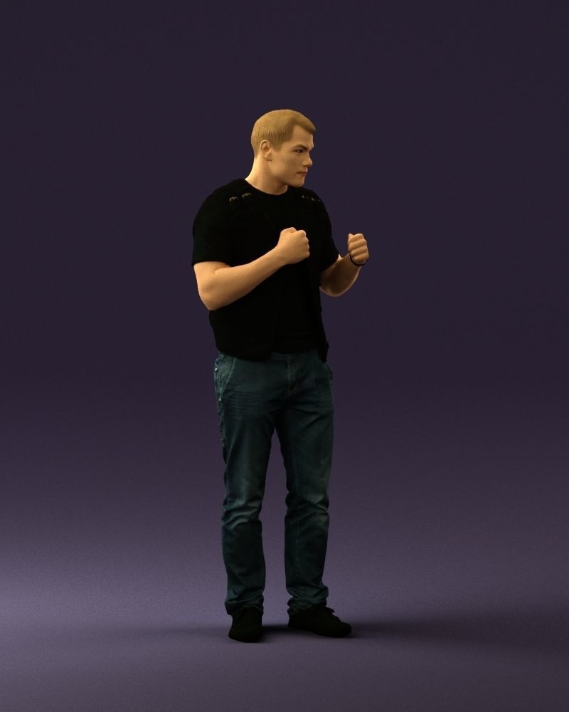 Man in black vest jeans boxer pose 0815 3D Print Ready 3D print model_7