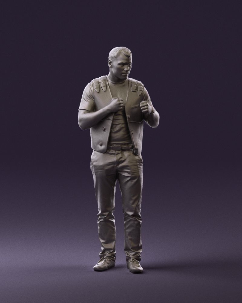 Man in black vest jeans boxer pose 0815 3D Print Ready 3D print model_4