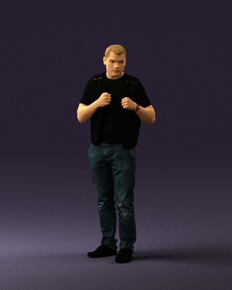 Man in black vest jeans boxer pose 0815 3D Print Ready 3D print model_25