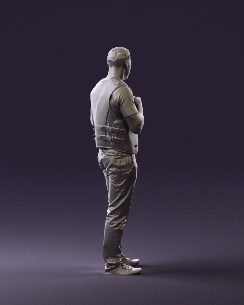 Man in black vest jeans boxer pose 0815 3D Print Ready 3D print model_10