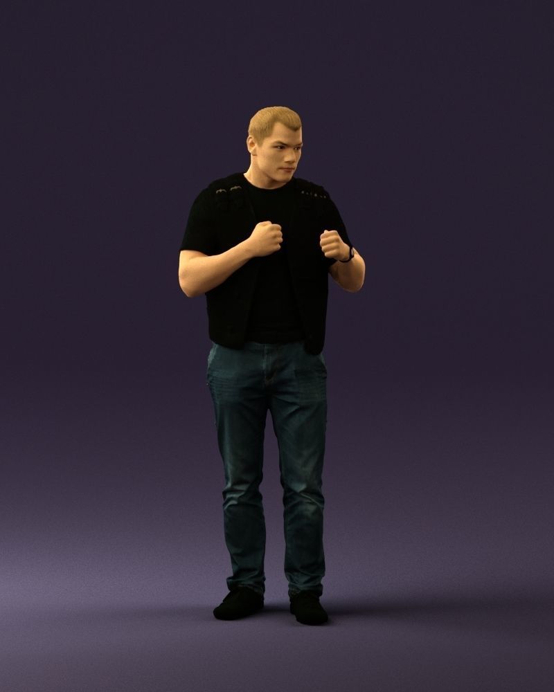 Man in black vest jeans boxer pose 0815 3D Print Ready 3D print model_5