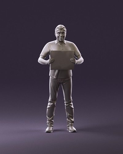 man in polo With big plate in hands 1089 3D Print Ready 3D print model