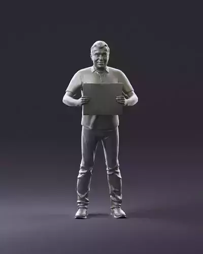 man in polo With big plate in hands 1089 3D Print Ready