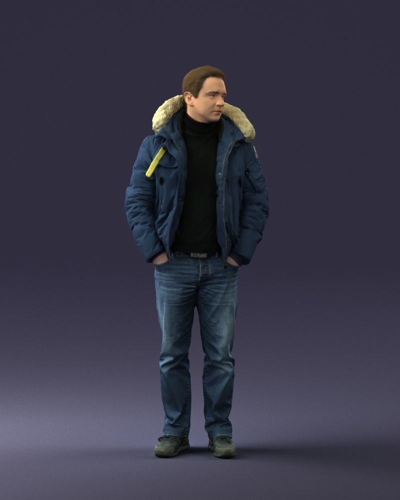 Man in a winter jacket pilot 0084 3D Print Ready 3D print model_3