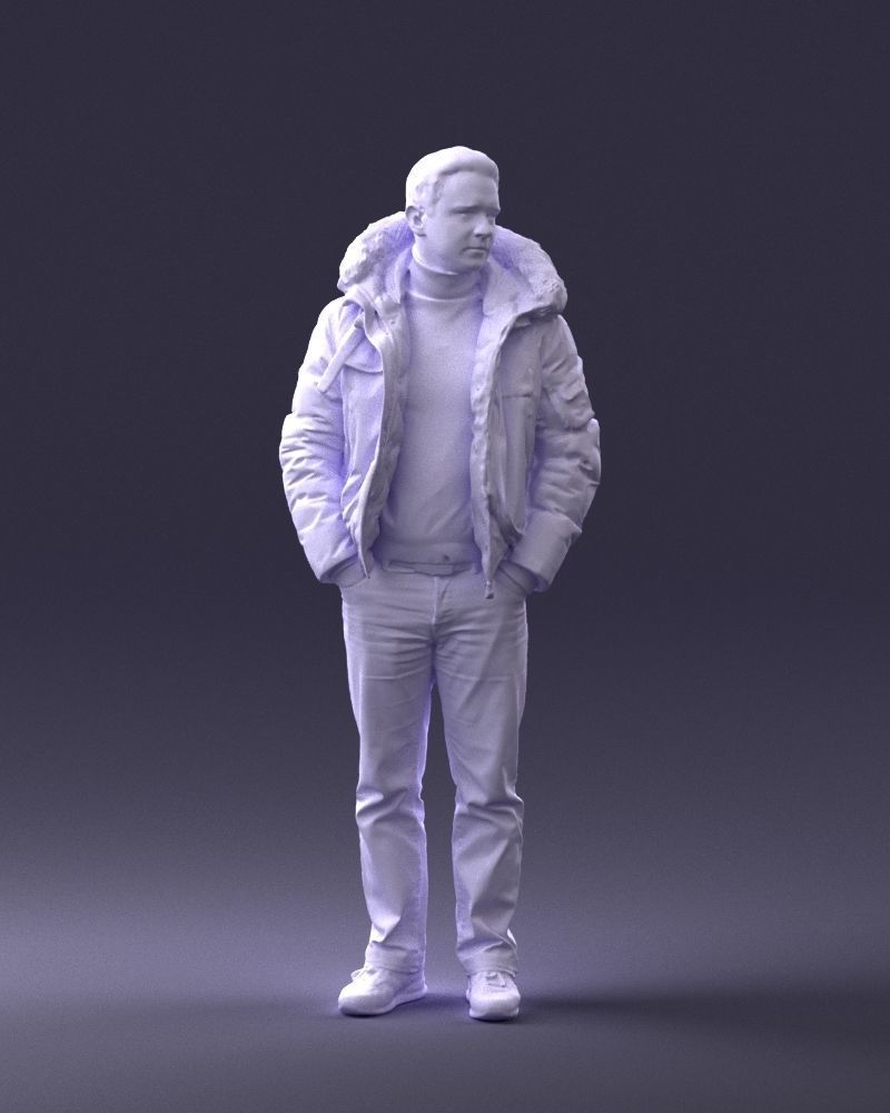 Man in a winter jacket pilot 0084 3D Print Ready 3D print model_1