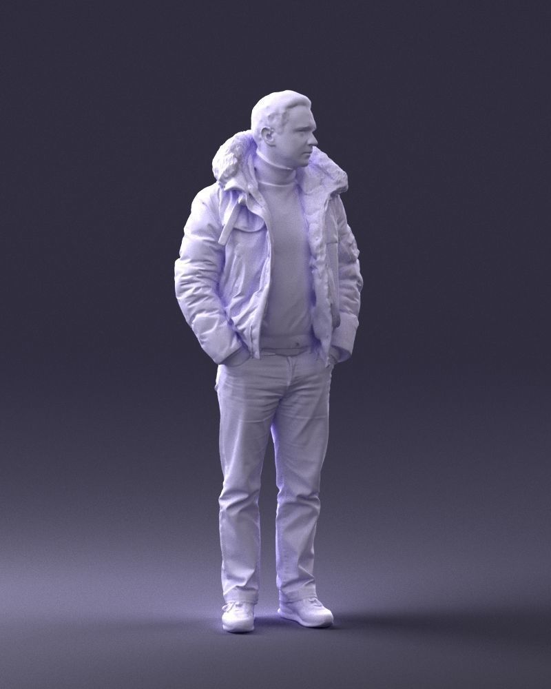 Man in a winter jacket pilot 0084 3D Print Ready 3D print model_7