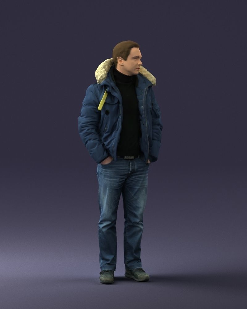 Man in a winter jacket pilot 0084 3D Print Ready 3D print model_6