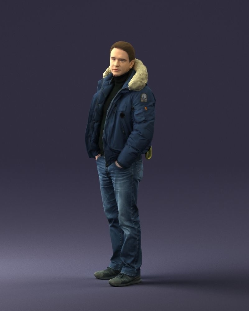 Man in a winter jacket pilot 0084 3D Print Ready 3D print model_27