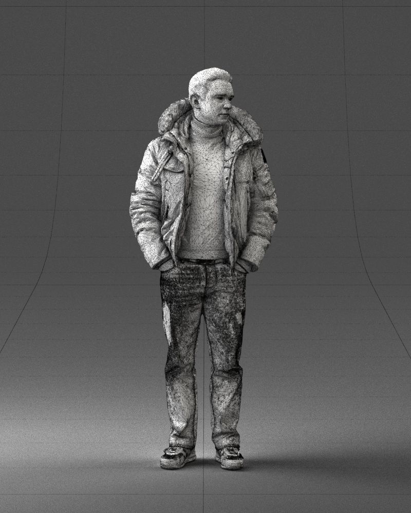 Man in a winter jacket pilot 0084 3D Print Ready 3D print model_5