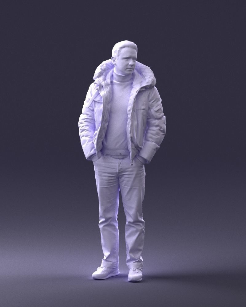 Man in a winter jacket pilot 0084 3D Print Ready 3D print model_34
