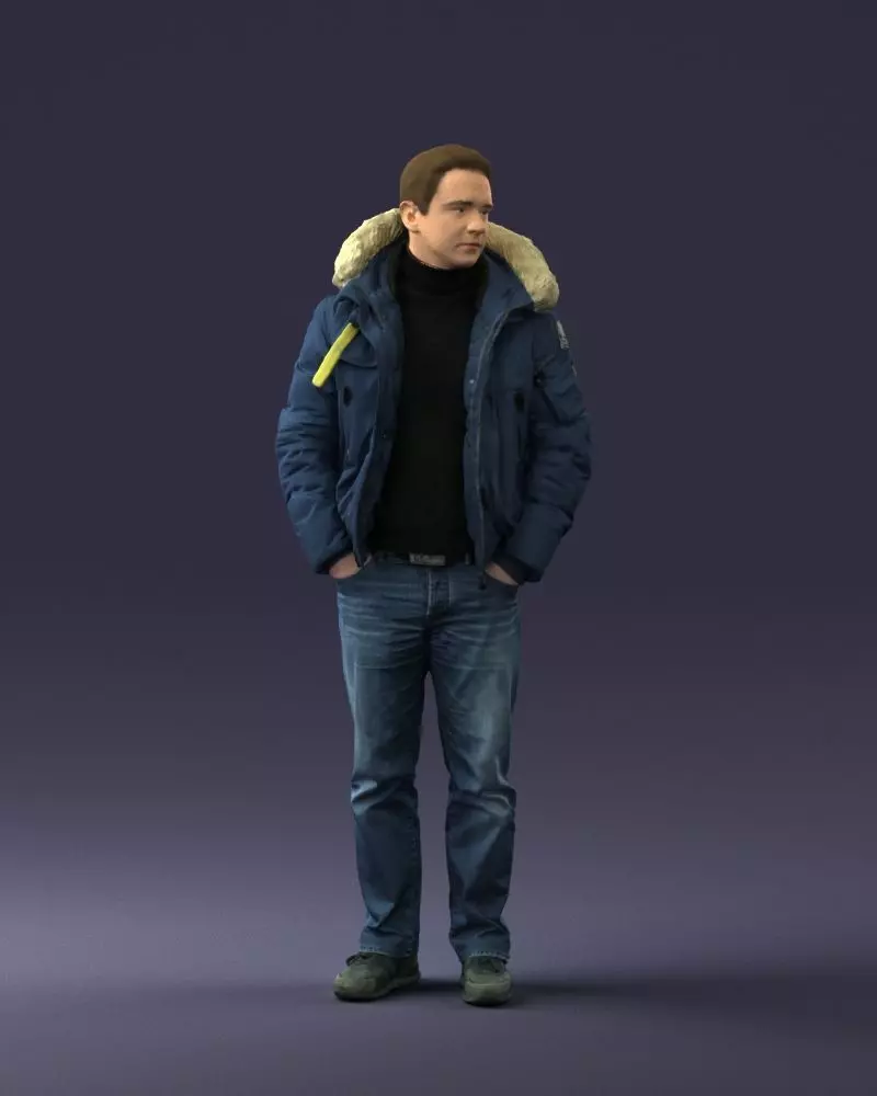 Man in a winter jacket pilot 0084 3D Print Ready 3D print model_0