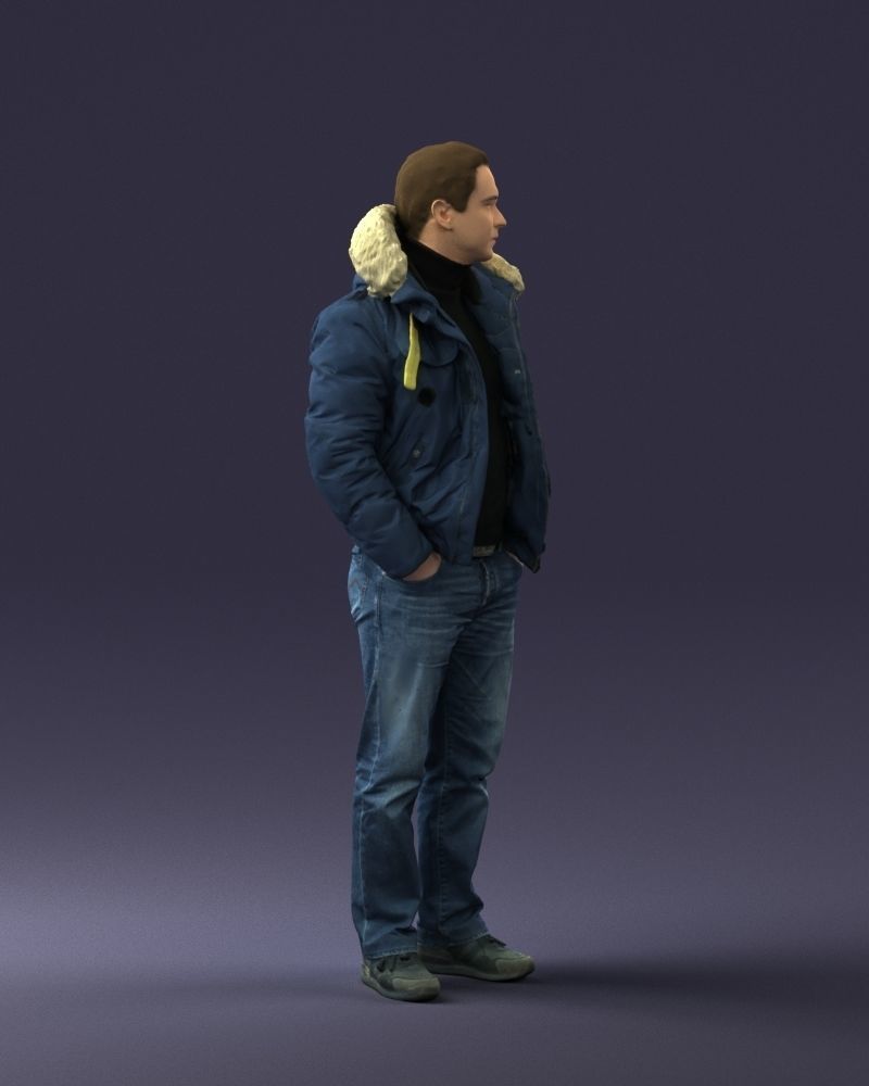 Man in a winter jacket pilot 0084 3D Print Ready 3D print model_9