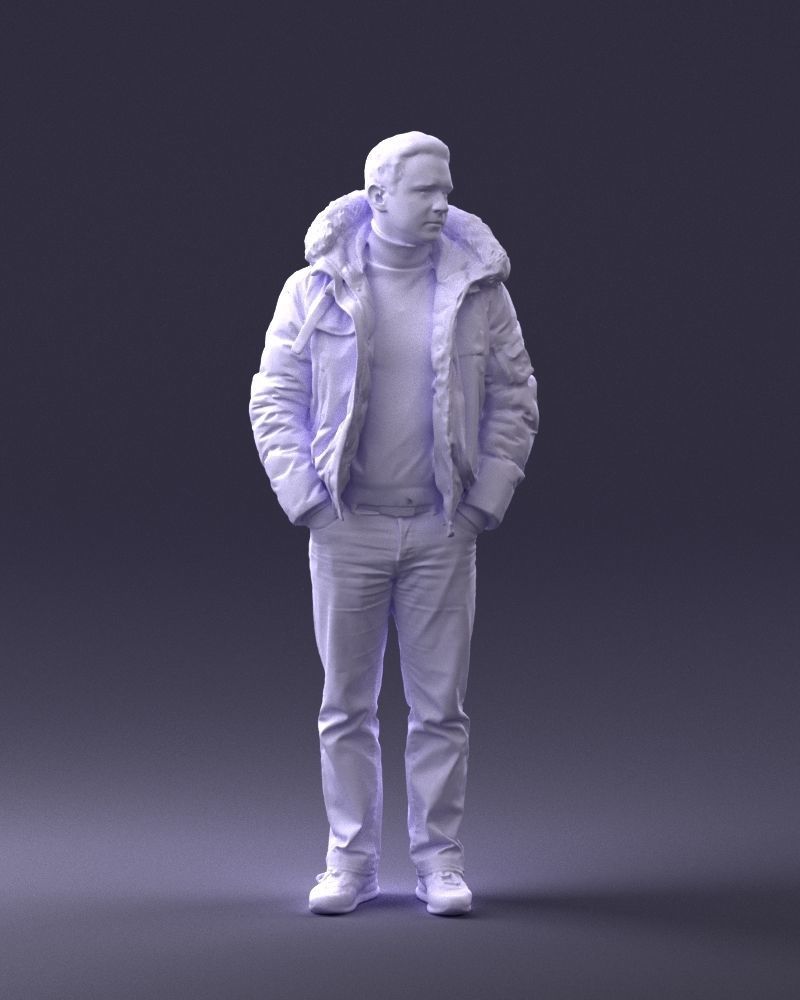 Man in a winter jacket pilot 0084 3D Print Ready 3D print model_4