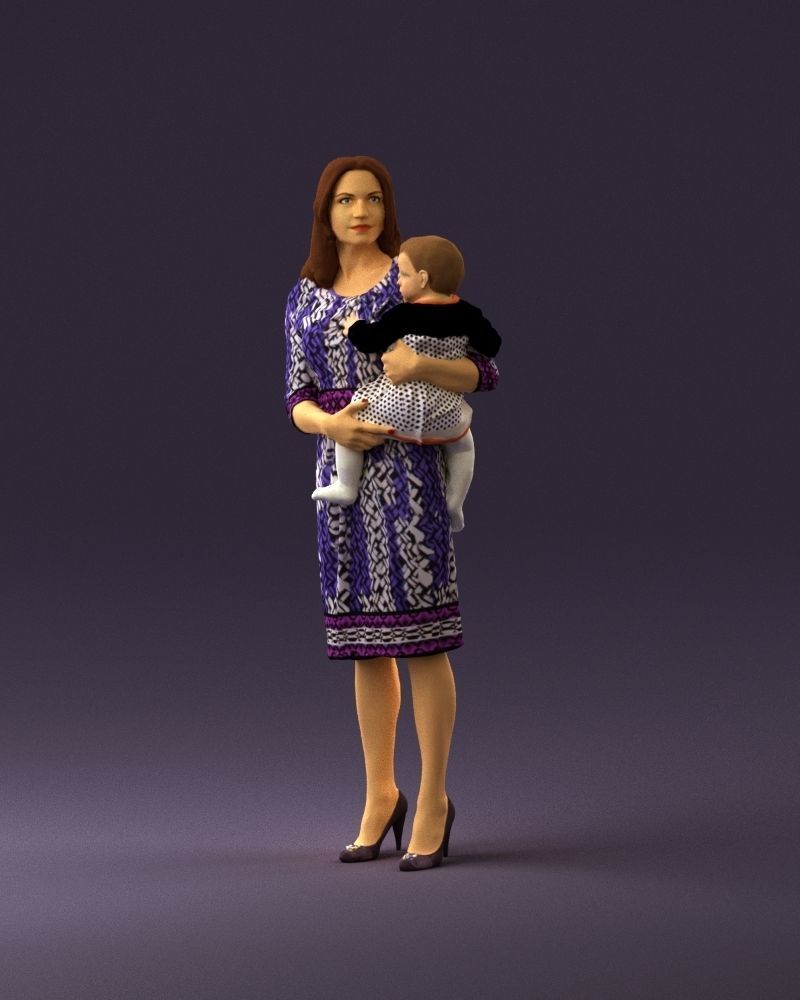 Woman with childon in hands 0919 3D Print Ready 3D print model_23