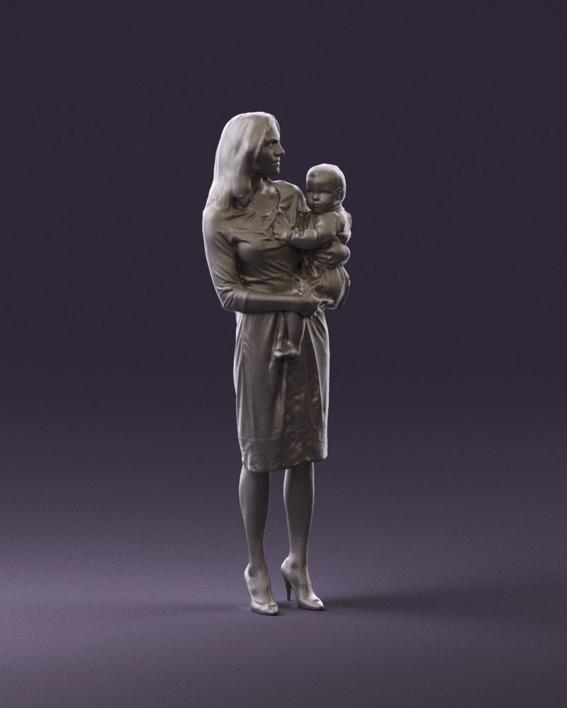 Woman with childon in hands 0919 3D Print Ready 3D print model_3