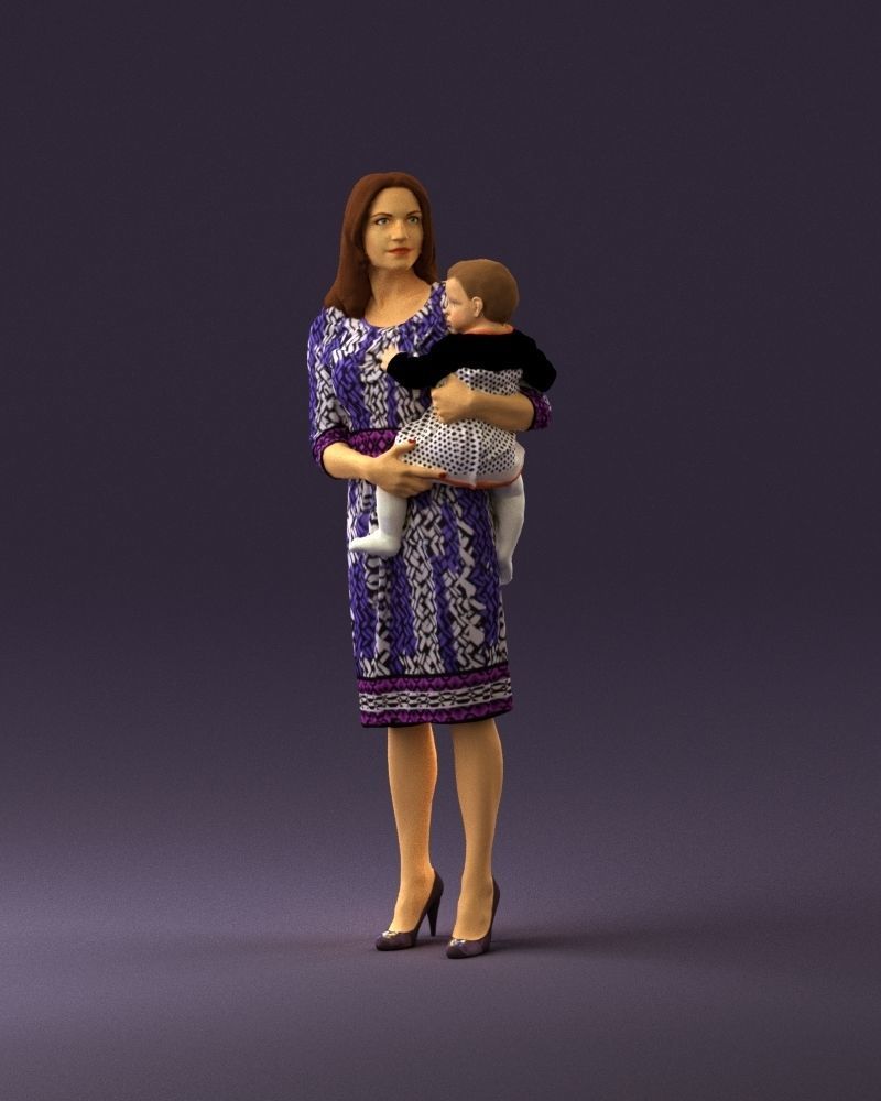 Woman with childon in hands 0919 3D Print Ready 3D print model_12