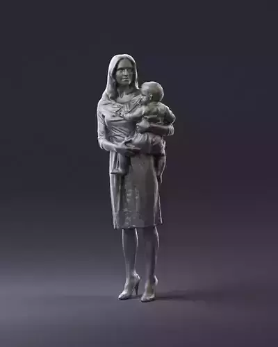 Woman with childon in hands 0919 3D Print Ready