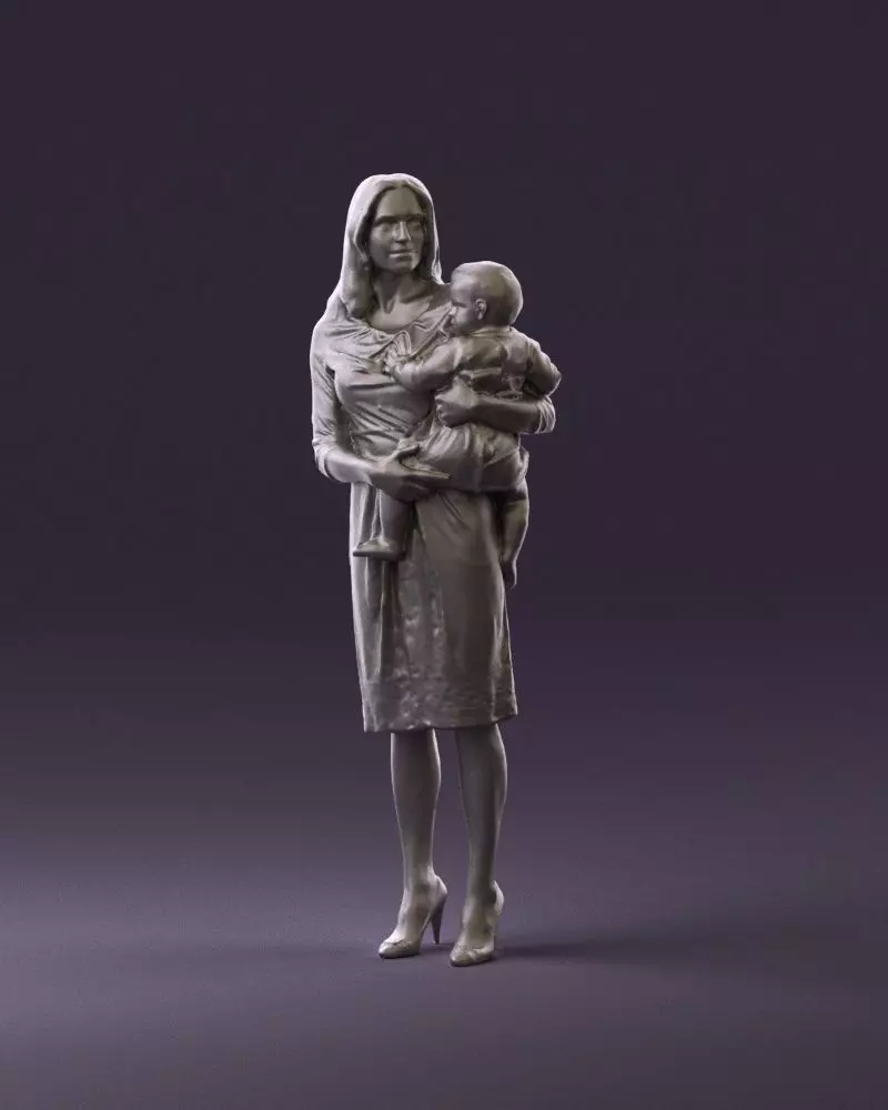 Woman with childon in hands 0919 3D Print Ready 3D print model_0