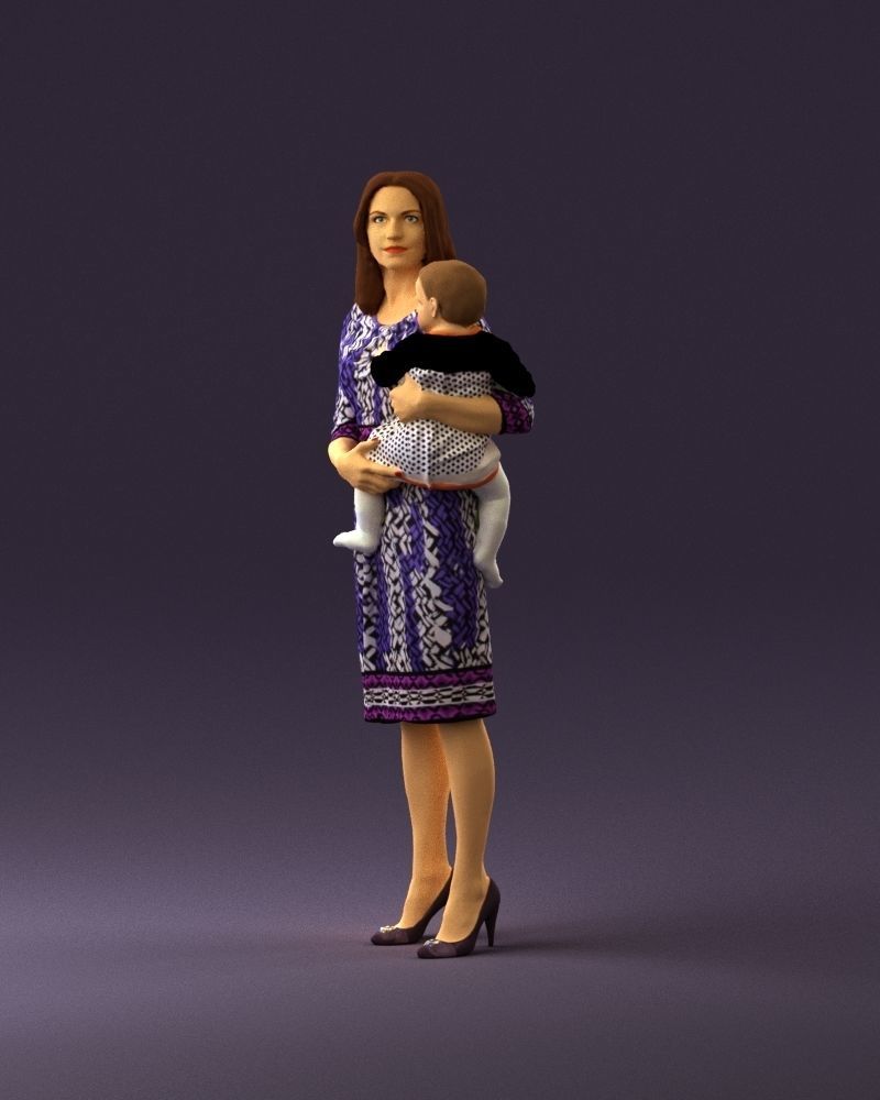 Woman with childon in hands 0919 3D Print Ready 3D print model_22
