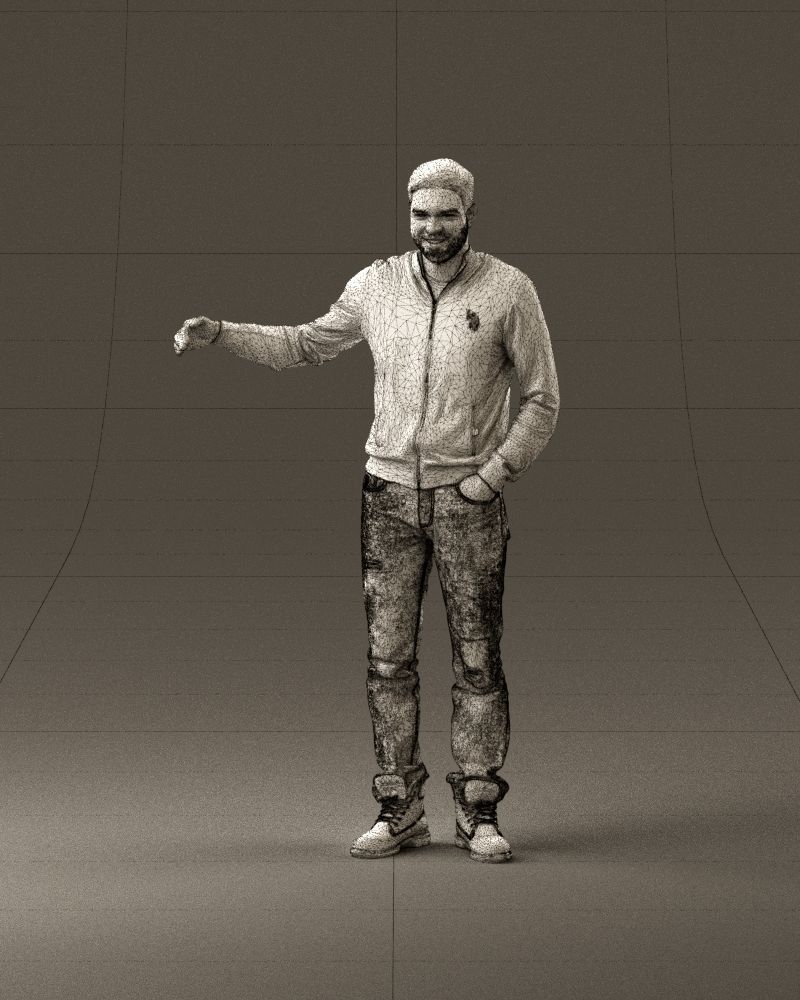 Man blue jacket jeans big smile 0960 3D Print Ready 3D print model_35