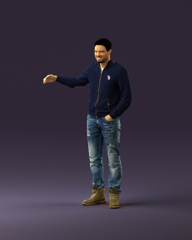 Man blue jacket jeans big smile 0960 3D Print Ready 3D print model_22