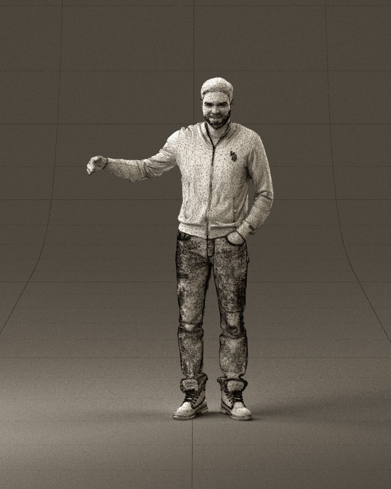 Man blue jacket jeans big smile 0960 3D Print Ready 3D print model_24