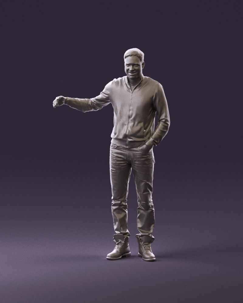 Man blue jacket jeans big smile 0960 3D Print Ready 3D print model_11