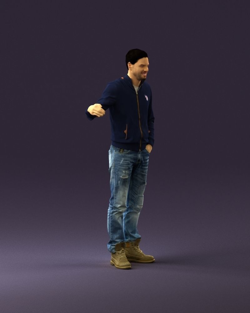 Man blue jacket jeans big smile 0960 3D Print Ready 3D print model_15