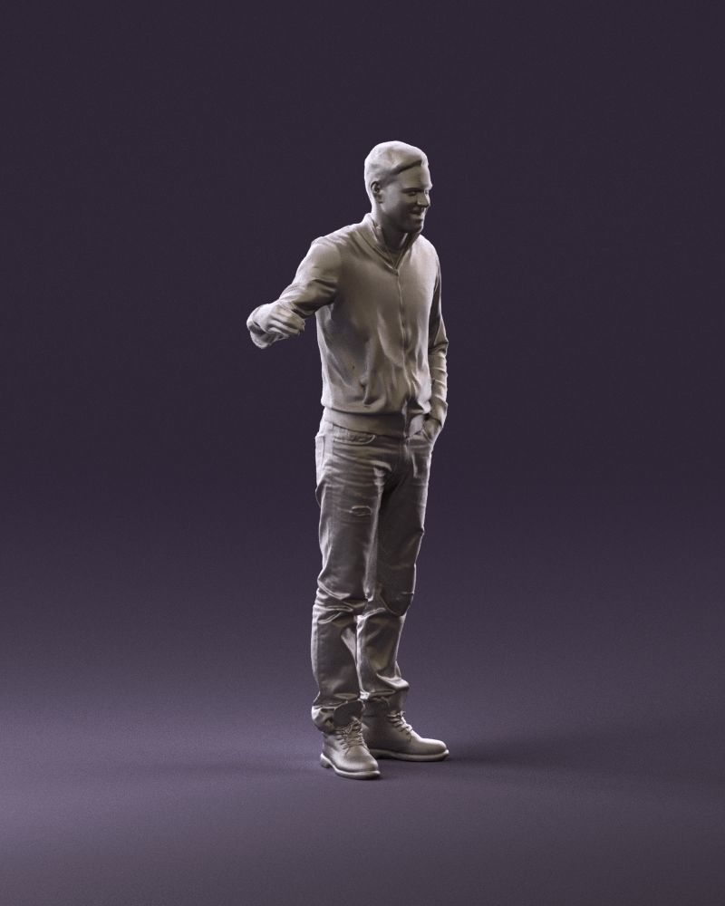 Man blue jacket jeans big smile 0960 3D Print Ready 3D print model_3