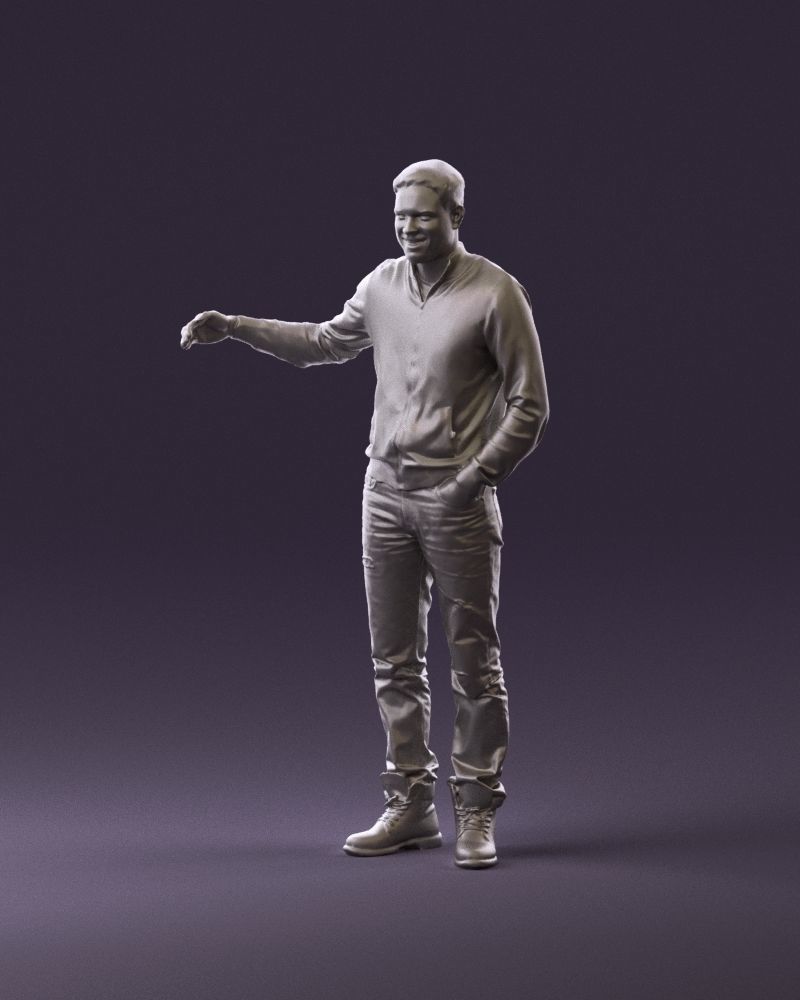 Man blue jacket jeans big smile 0960 3D Print Ready 3D print model_10