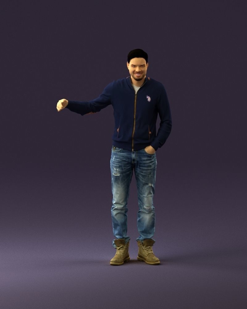 Man blue jacket jeans big smile 0960 3D Print Ready 3D print model_13
