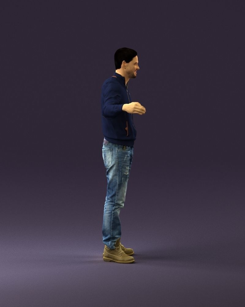 Man blue jacket jeans big smile 0960 3D Print Ready 3D print model_16
