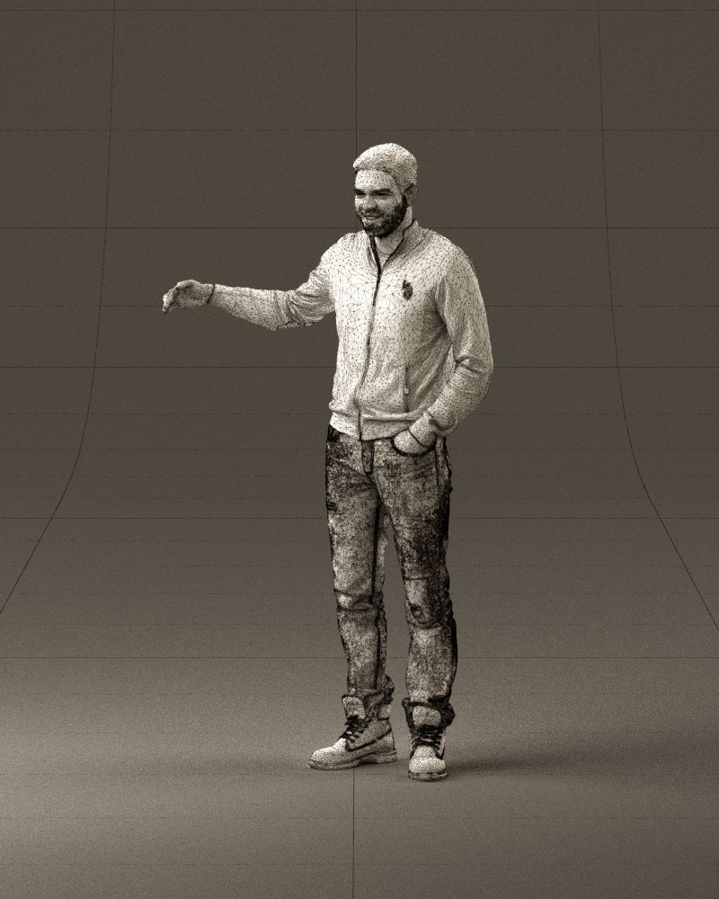 Man blue jacket jeans big smile 0960 3D Print Ready 3D print model_34