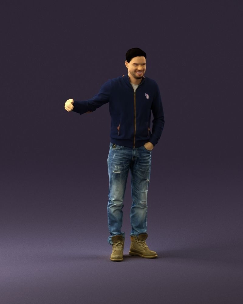 Man blue jacket jeans big smile 0960 3D Print Ready 3D print model_14