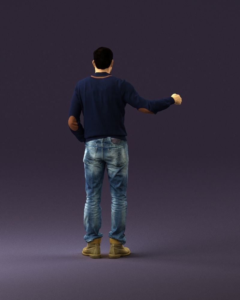 Man blue jacket jeans big smile 0960 3D Print Ready 3D print model_18