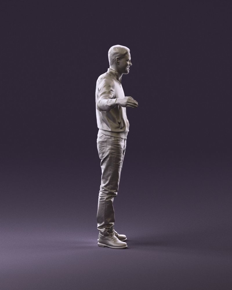 Man blue jacket jeans big smile 0960 3D Print Ready 3D print model_4