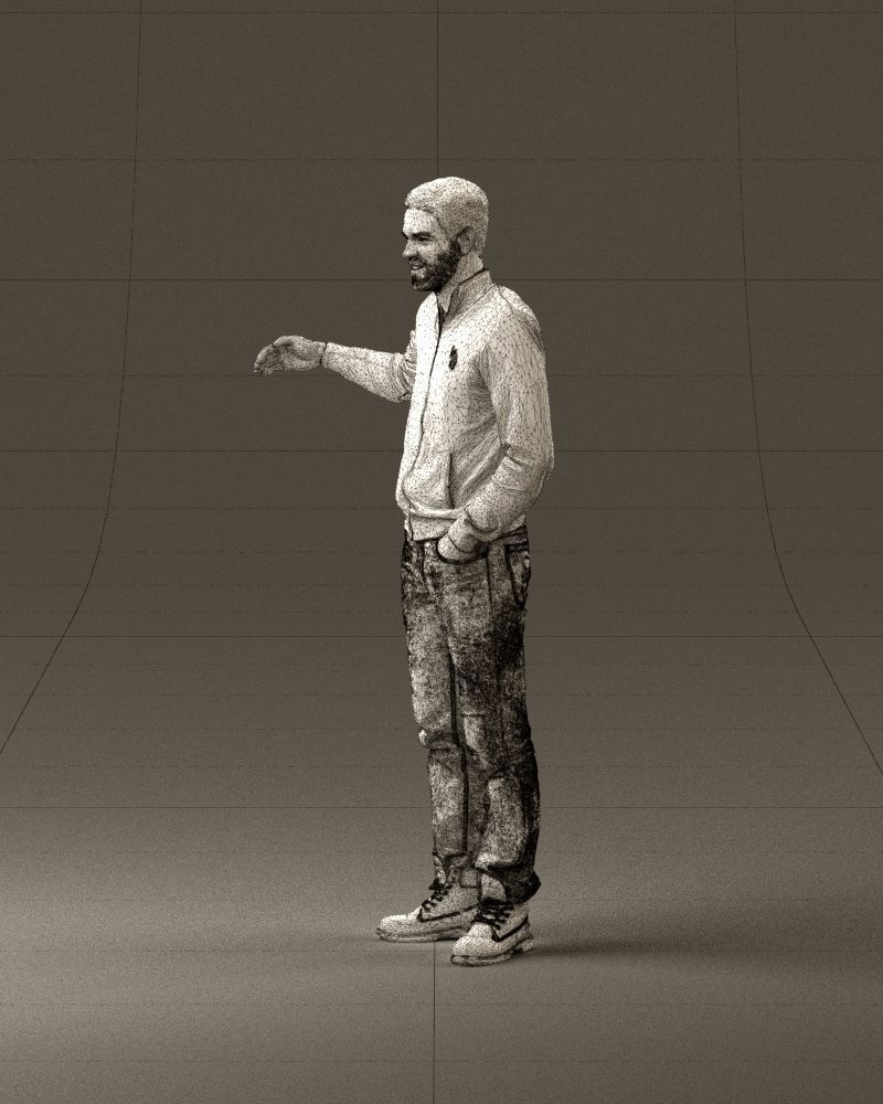 Man blue jacket jeans big smile 0960 3D Print Ready 3D print model_33