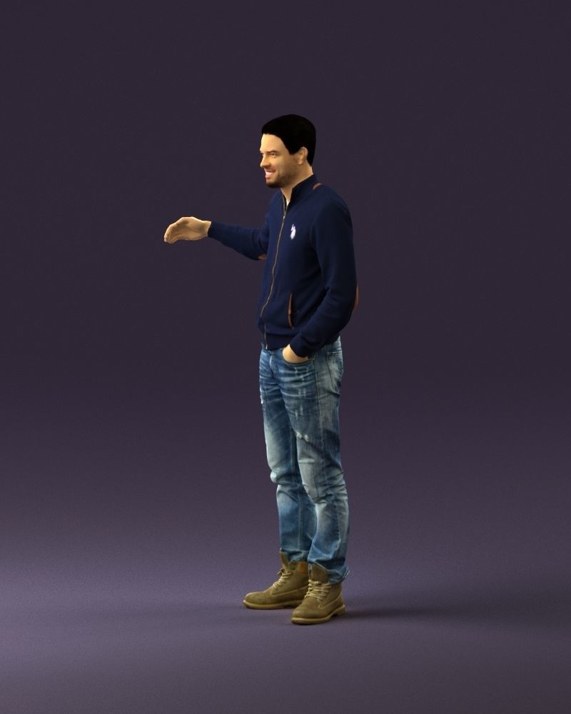 Man blue jacket jeans big smile 0960 3D Print Ready 3D print model_21