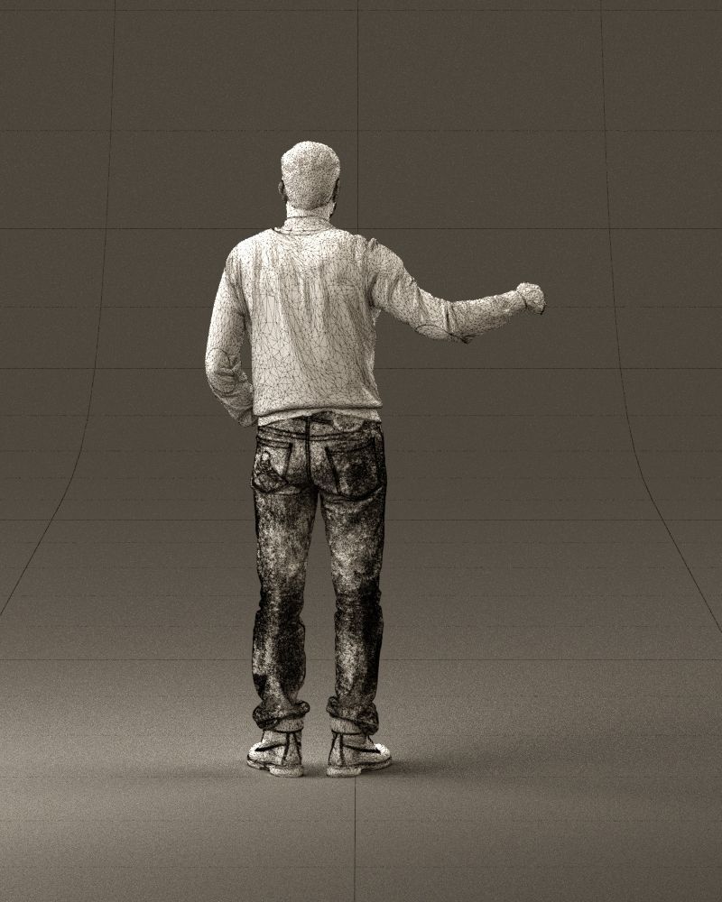 Man blue jacket jeans big smile 0960 3D Print Ready 3D print model_30