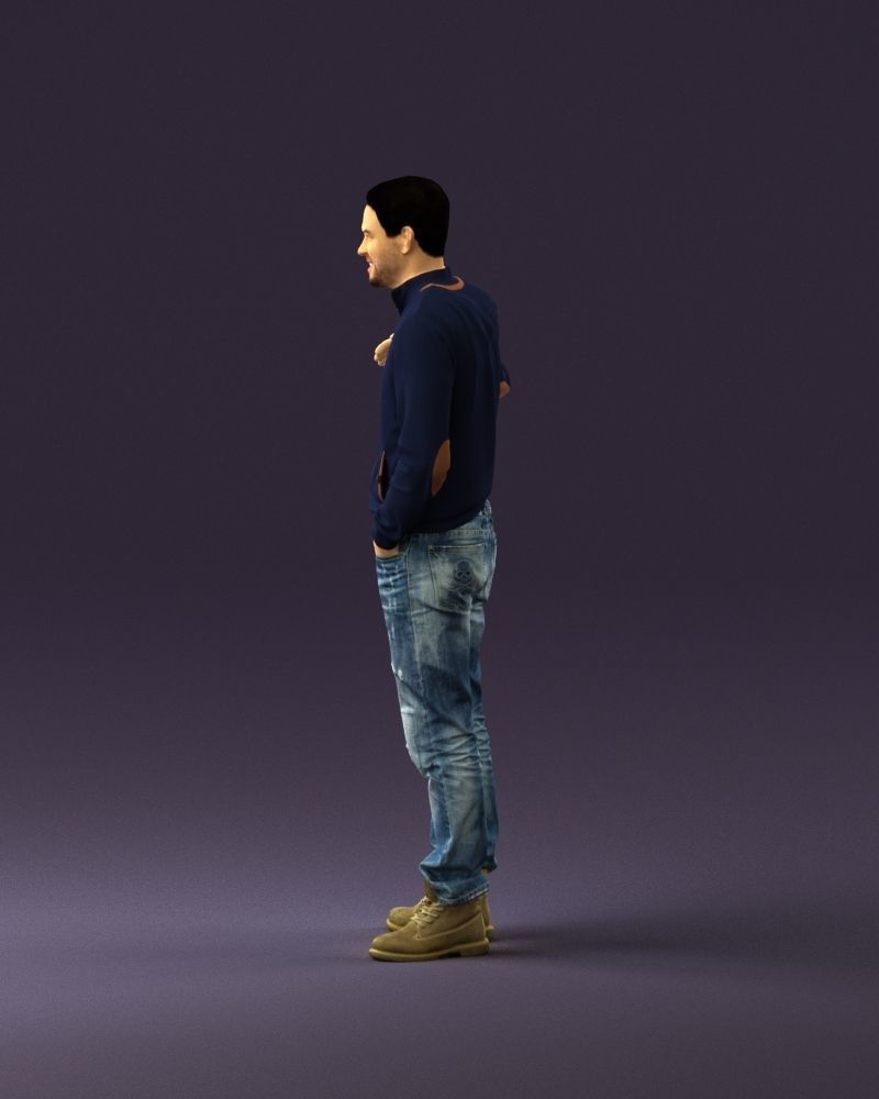 Man blue jacket jeans big smile 0960 3D Print Ready 3D print model_20