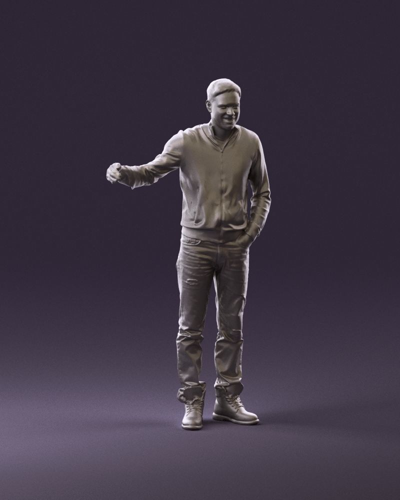 Man blue jacket jeans big smile 0960 3D Print Ready 3D print model_2