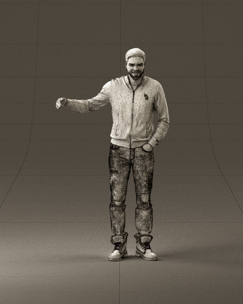 Man blue jacket jeans big smile 0960 3D Print Ready 3D print model_25