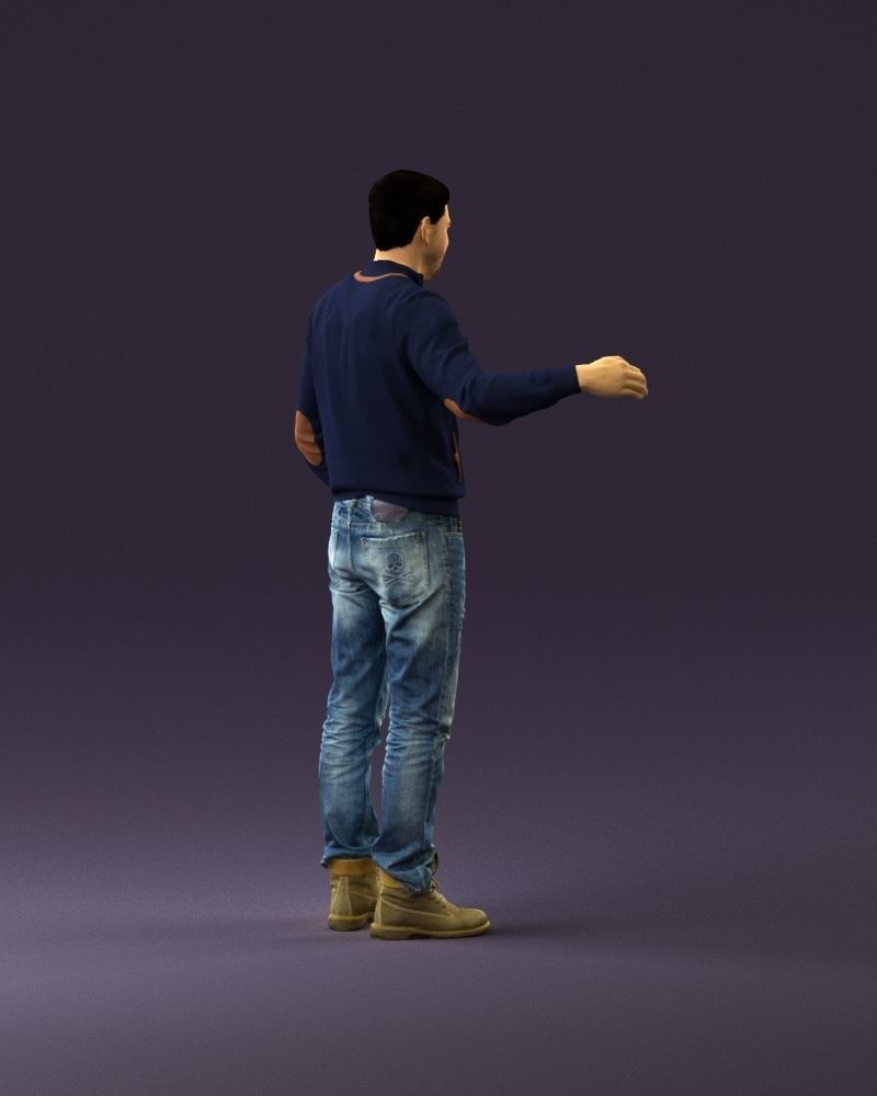 Man blue jacket jeans big smile 0960 3D Print Ready 3D print model_17