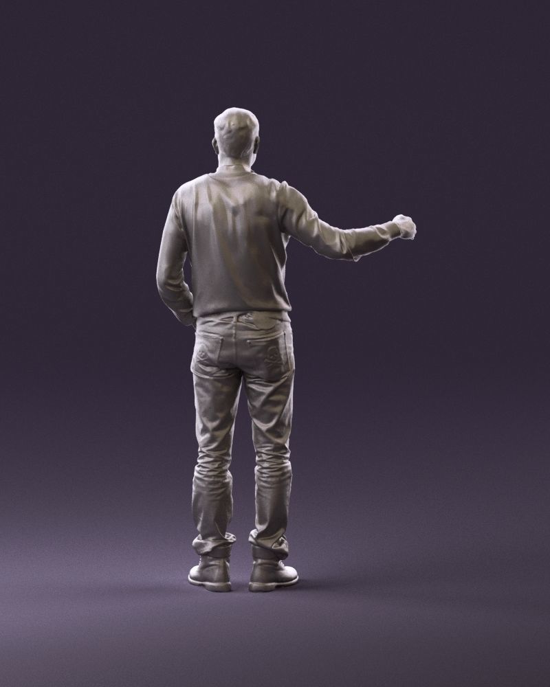 Man blue jacket jeans big smile 0960 3D Print Ready 3D print model_6