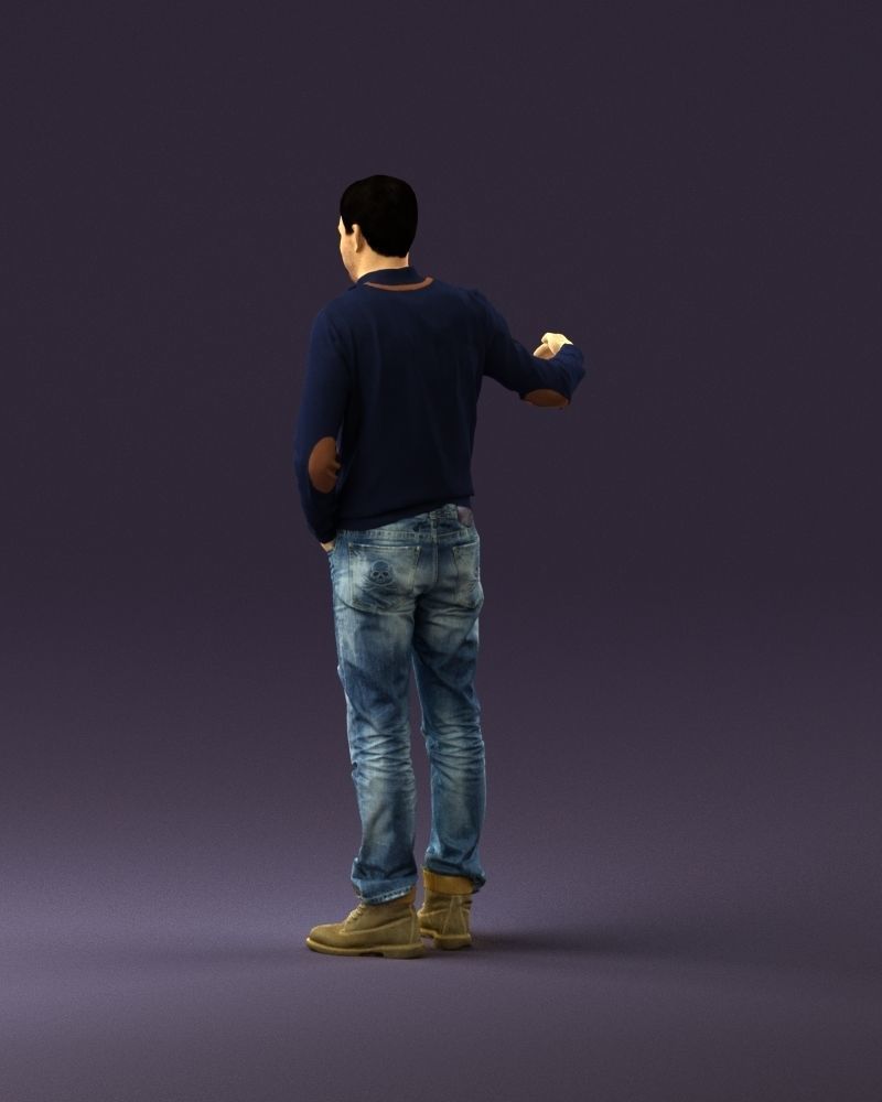 Man blue jacket jeans big smile 0960 3D Print Ready 3D print model_19