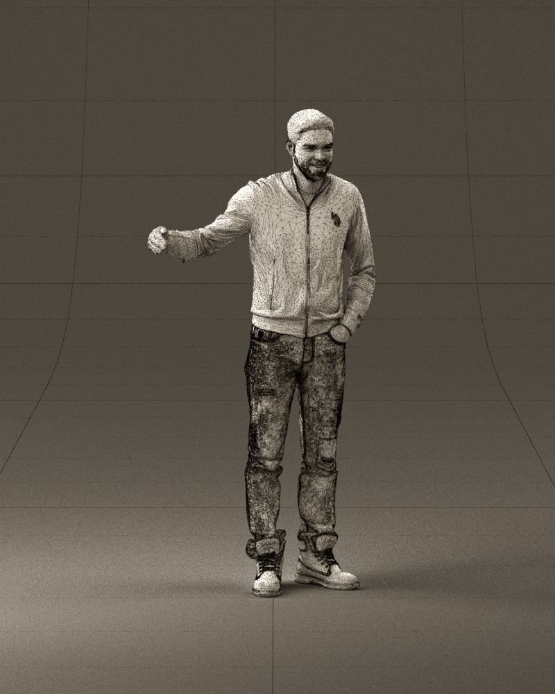 Man blue jacket jeans big smile 0960 3D Print Ready 3D print model_26